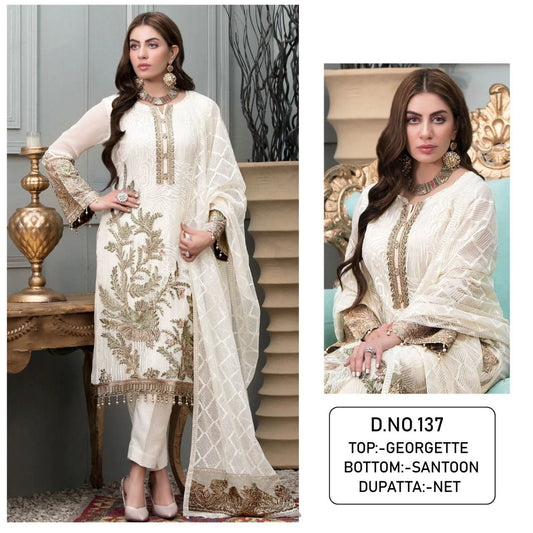 Exquisite Georgette Embroidered Semi-Stitched Suit