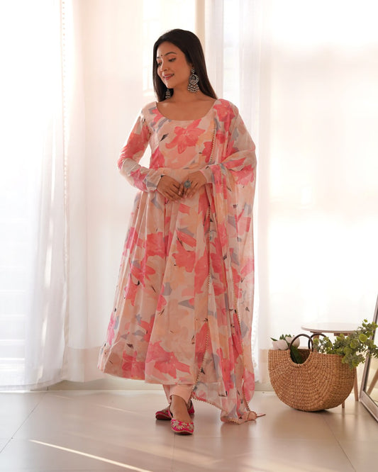 Royal Elegance: Anarkali Suit with Churidar Sleeves