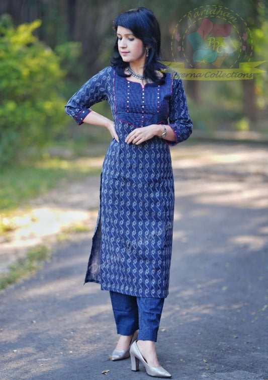 Chic Embroidery Delight: Kurti and Pant Set with Intricate Embroidery Work