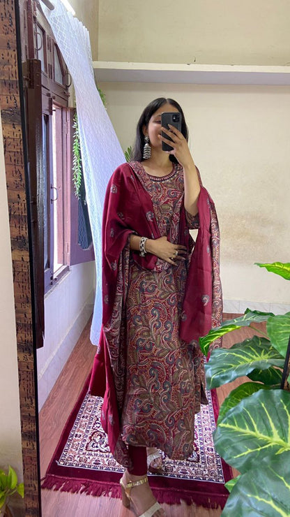 Full Stitched Alia Cut Gown Ensemble: Pant and Dupatta Included
