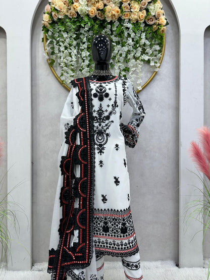 Enchanting Elegance: Georgette Suit with 9mm Thread Work Dupatta