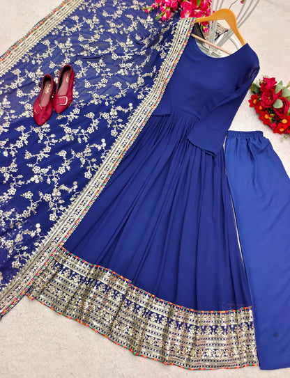 Elevate Your Wardrobe Partwear Full Stitched Gown with Pant and Dupatta