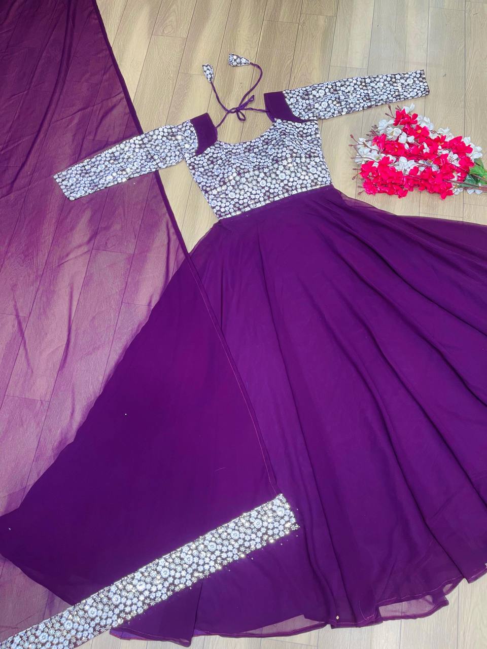 Ritz Array Violet Embroidery Gown