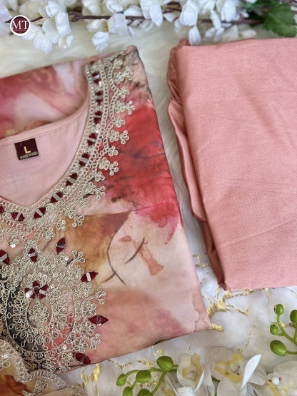 Artisanal Elegance: Handcrafted Heavy Suit Set with Intricate Embroidery and Zari Weaving